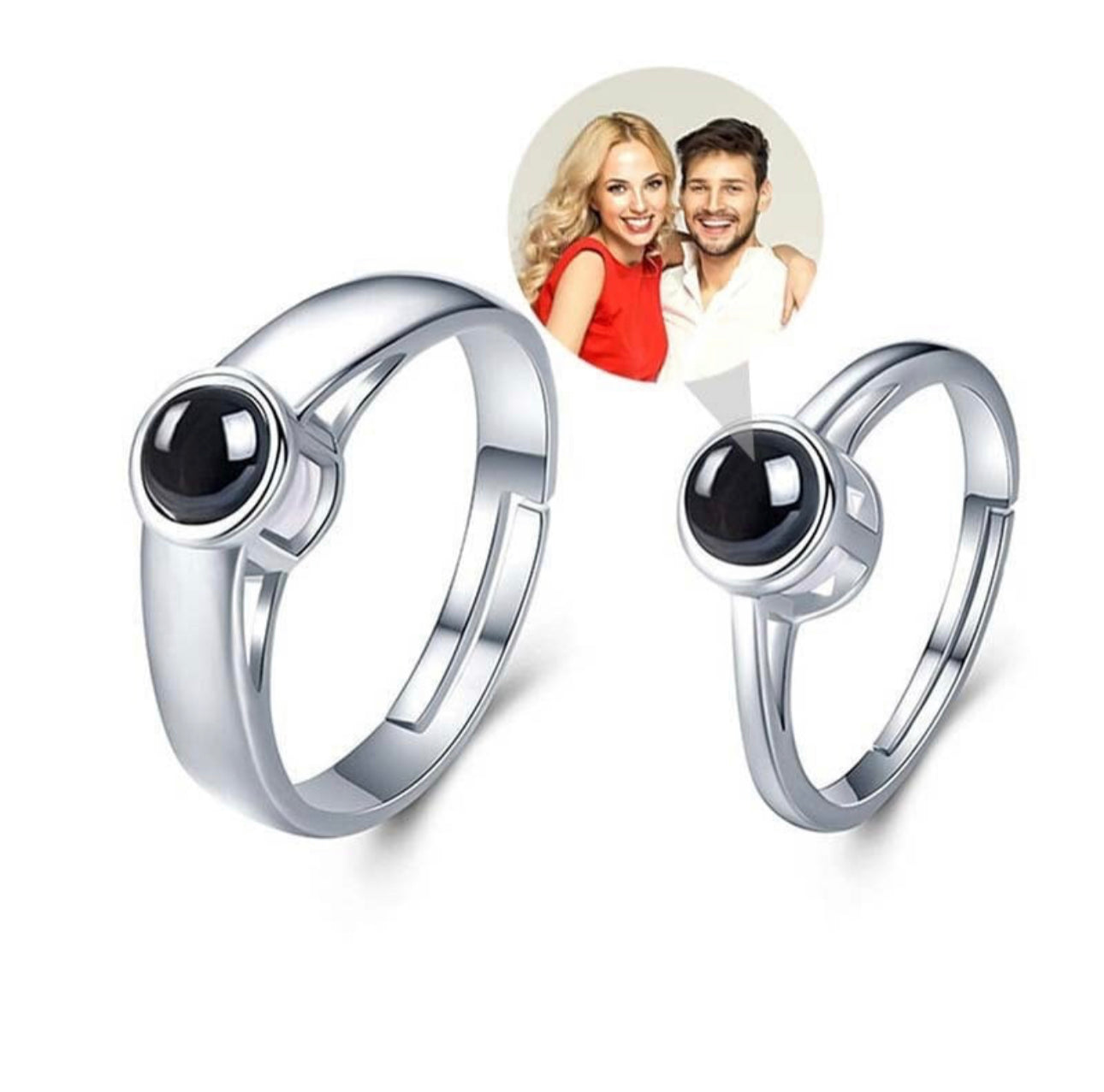 EthShine 925 Sterling Silver Couples Rings Custom Photo Projection Ring  Adjustable Rings For Women Men Valentines Christmas Gift - AliExpress